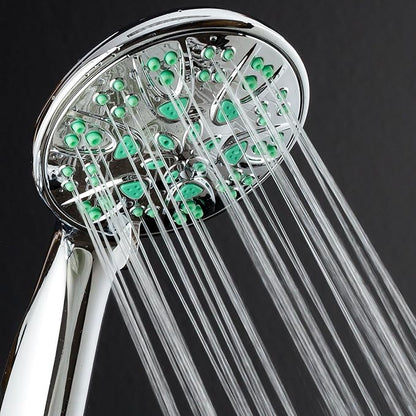 AquaDance Antimicrobial – Anti-Clog High-Pressure 6-Setting Hand Shower with Microban Nozzle Protection from Growth of Mold, Mildew & Bacteria for Stronger Shower! 3 Jet Color Choices – 4" Coral Green