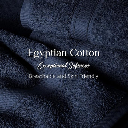 SUPERIOR Egyptian Cotton Plush & Absorbent, Bath Towel Set of 2, Navy Blue | Quick Dry, Soft Luxury Towel Set, Bath Essentials for Bathroom, Guest Bath, Spa, 2 Piece Bath, Madeline Towels