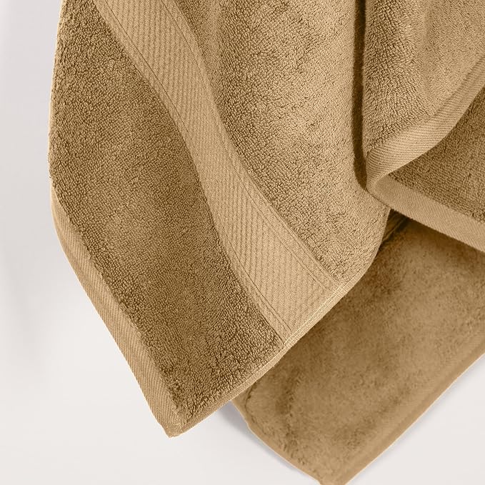 SUPERIOR Egyptian Cotton Plush & Absorbent, Bath Towel Set of 2, Toast | Quick Dry, Soft Luxury Towel Set, Bath Essentials for Bathroom, Guest Bath, Spa, 2 Piece Bath, Madeline Towels