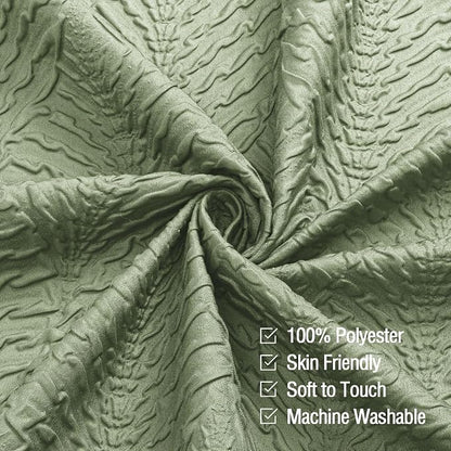 72x78 Long Shower Curtain, Ombre Sage Green 3D Embossed Half Bath Curtain