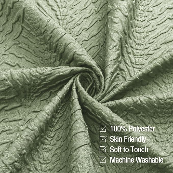 36x72 Small Stall Shower Curtain, Ombre Sage Green Embossed Half Bath Curtain