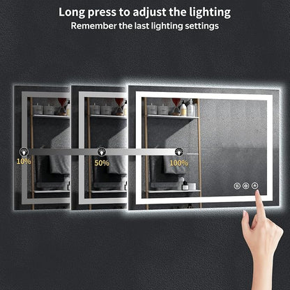 26"x38" LED Bathroom Mirror with Lights, Backlit+Frontlit, Anti-Fog | CRI 95, Stepless Dimmable, 3 Colors Lighting, Shatterproof Tempered Glass, HD Reflection, Memory, (Horizontal/Vertical)