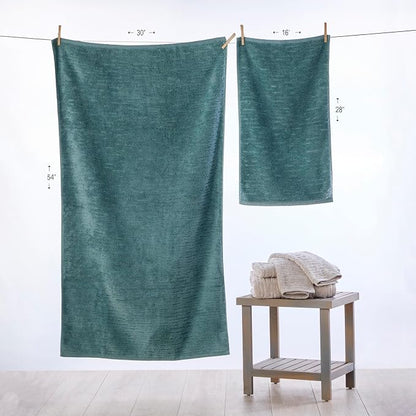 SKL Home CloudSoft Hand Towel Set, 2-Piece, 100% Cotton Luxury, Teal | Premium spa-level quality. 600 GSM weight. Ultra plush & absorbent. For use in the bathroom, kitchen, bar or any sink space.