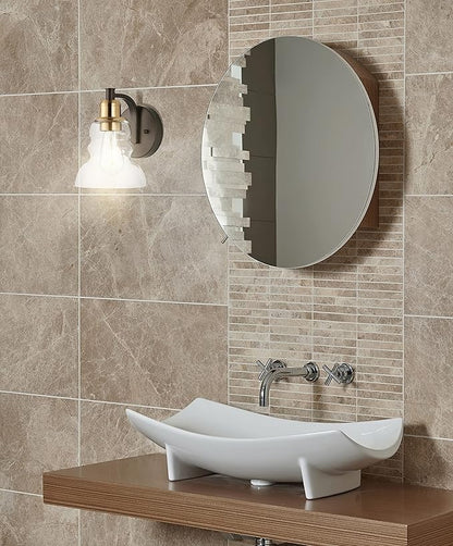 JONATHAN Y 6.5" Brass Gold/Oil Rubbed Bronze Modern Industrial Rustic 1-Light LED Vanity Light with Clear Glass Shade, Vintage Wall Sconce for Bathroom Kitchen Hallway, LED Bulb Included JYL3544A
