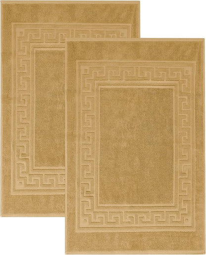 Superior Hotel & Spa Quality Bath Mat Set of 2, Made of Long-Staple Combed Cotton, Durable and Washable Bathroom Mat 2-Pack - Toast, 22" x 35" each