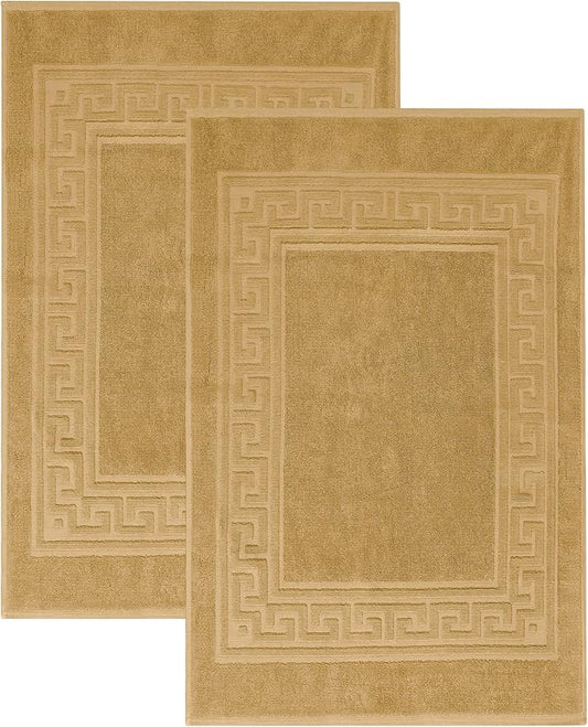 Superior Hotel & Spa Quality Bath Mat Set of 2, Made of Long-Staple Combed Cotton, Durable and Washable Bathroom Mat 2-Pack - Toast, 22" x 35" each