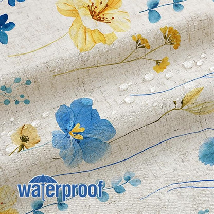 BlueYellow Linen Watercolor Floral Fabric Shower Curtain, 72x72 | Linen Fabric, Modern Minimalist Floral Print, Machine Washable, Rustproof Grommets, for Bathroom Home