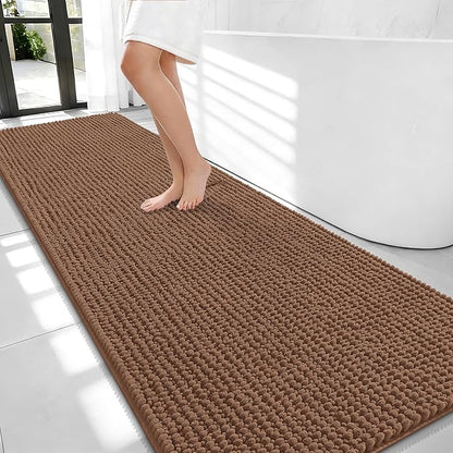 OLANLY Thick Chenille Bathroom Runner Rugs 70x24, Absorbent Bath Mat, Mocha | Soft Bath Rugs, Rubber Backing, Machine Wash Dry, Bath Mats for Bathroom, Tub and Shower, Home Decor Accessories