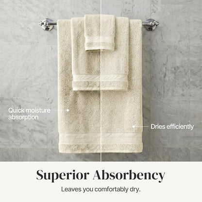 Modern Threads - Spun Loft 6-Piece 100% Combed Cotton Towel Set - Bath Towels, Hand Towels, & Washcloths - Super Absorbent & Quick Dry - 600 GSM - Soft & Plush, Sand