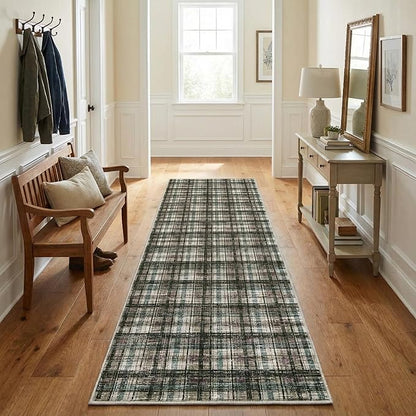 Modern Runner Rug 2x8 Non-Slip Washable Kitchen Runners, Low Pile Non-Shedding Floor Carpet, Stain Resistant Long Accent Rug for Kids Room, Bedroom Laundry Bathroom Foyer