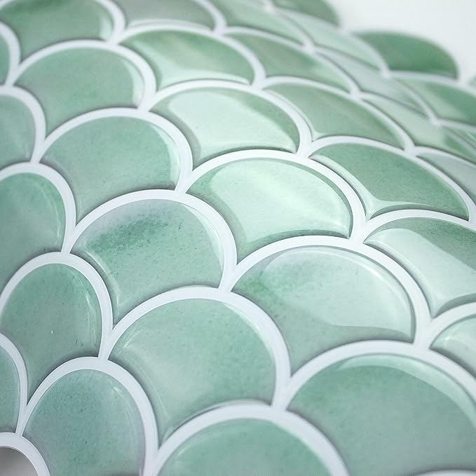 RoomMates TIL4571FLT StickTiles Aqua Scallop Peel and Stick Tile Backsplash (Pack of 8)