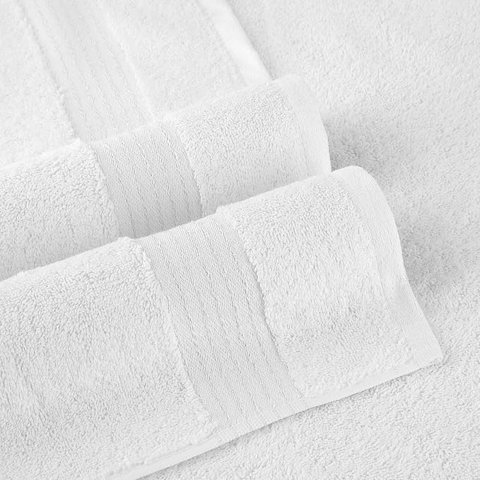 Elegant Comfort Premium Turkish Cotton 2 Pack Bath Towel Set - 27 x 54 inch, Luxurious Hotel Spa Quality 100% Turkish Cotton 2PC Bath Towel Set - Highly Absorbent - Soft Bathroom Towels, White