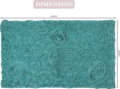 Home Weavers Bell Flower Collection 100% Cotton Tufted Bath Rugs, Extra Soft and Absorbent Bath Rugs, Non-Slip Bath Mats, Machine Washable, Bathroom Bath Mats for Floor, 24"x40" Rectangle, Turquoise
