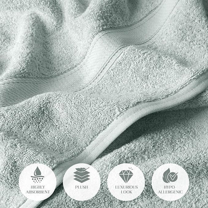 SUPERIOR Egyptian Cotton Ultra Plush & Absorbent, 6 Piece Set, Sea Foam | Quick Dry, Soft Luxury Towel Set, Bath Essentials, Guest Bath, Spa, 2 Bath, 2 Hand, 2 Face Towels, Madeline Towels
