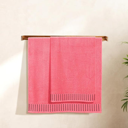 Cotton 2 Pack Oversized Bath Towel Set 28x55 inches, Large Bath Towels, Ultra Absorbant Compact Quickdry & Lightweight Towel, Ideal for Gym Travel Camp Pool - Coral Orange