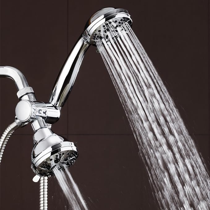 AquaDance Total Chrome High Pressure 3-way 48-setting Rain – Handheld Shower Head Combo – Angle Adjustable, Anti-Clog Jets, Tool-Free Installation - USA Standard Certified – Top U.S. Brand | Enjoy Two 6-Setting Rain & Hand Showerheads Separately or Tog...
