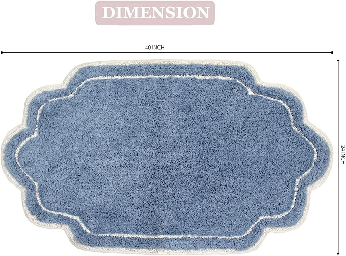Home Weavers Allure Collection 100% Cotton Tufted Bathroom Rug, Soft and Absorbent Bath Rugs, Non-Slip Bath Carpet, Machine Wash Dry Bath Mats for Bathroom Floor, 24"x40" Bath Rug, Blue