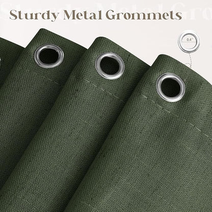 Olive Green Shower Curtain for Bathroom Water Repellent 72x72 Inch | Linen, Boho Farmhouse Aesthetic, Shower Curtains 66 Inches Long, Dark Green, Spring Bath Decor, Sheer Cloth, with Hooks Sets
