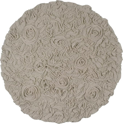 Home Weavers Bell Flower Collection 100% Cotton Tufted Bath Rugs, Extra Soft and Absorbent Bath Rugs, Non-Slip Bath Mats, Machine Washable, Bath Mats for Bathroom Floor and Tub, 30" Round, Linen