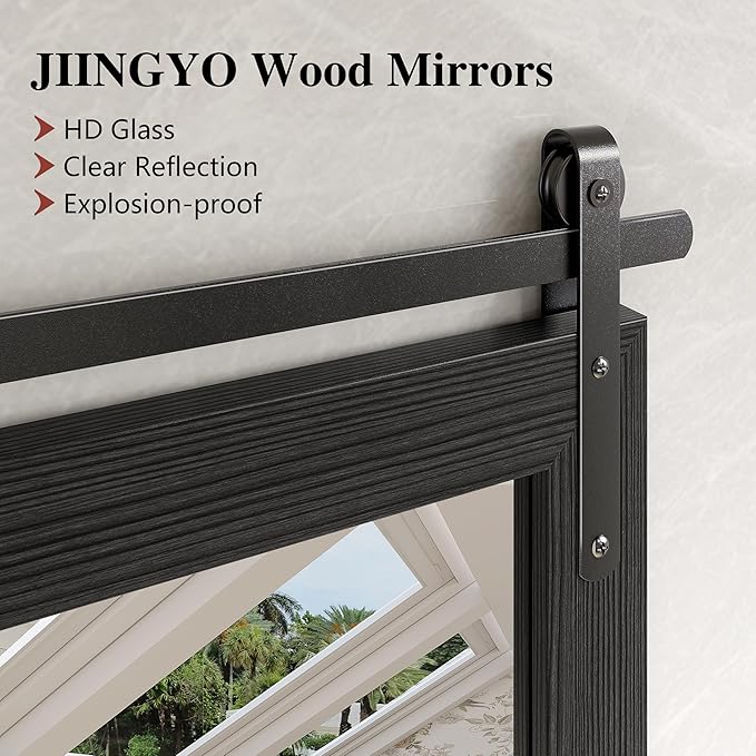 Black Farmhouse Bathroom Mirror, 24x32 Inch Black Vanity Mirror for Wall, Wood Framed Rustic Mirror Rectangular Wall Decor Mirrors for Entryway Living Room Bedroom