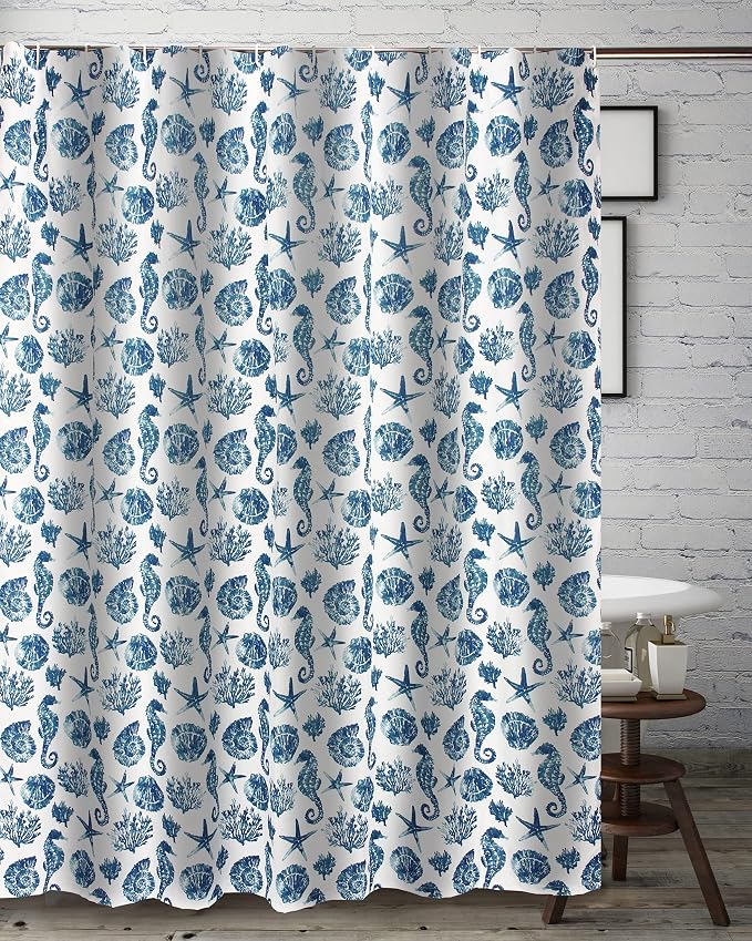 Greenland Home Fashions Fabric Sensations Shower Curtain, Stylish Bathroom Decor, Machine Washable, 72 inches x 72 inches, Pebble Beach