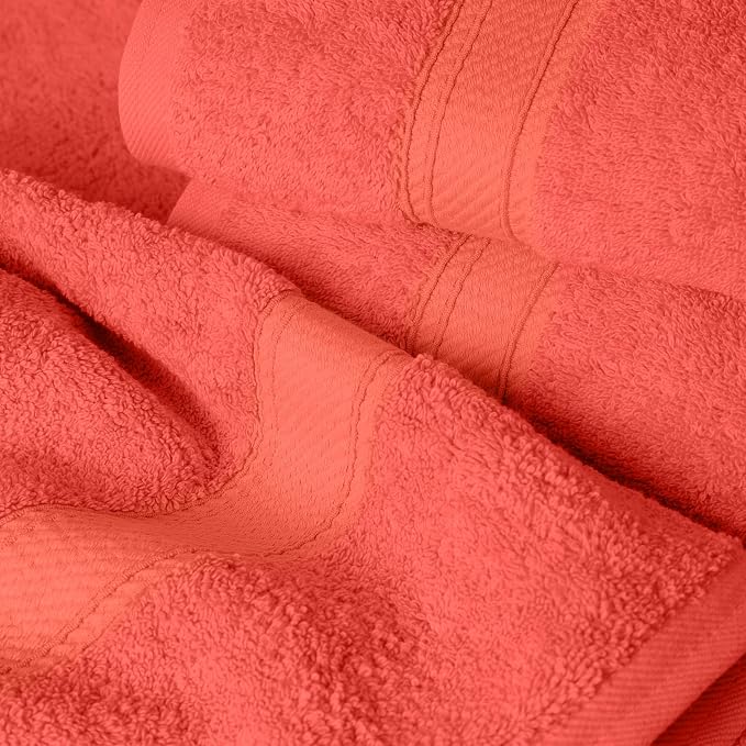 SUPERIOR Egyptian Cotton Ultra Plush & Absorbent, 6 Piece Set, Coral | Quick Dry, Soft Luxury Towel Set, Bath Essentials, Guest Bath, Spa, 2 Bath, 2 Hand, 2 Face Towels, Madeline Towels