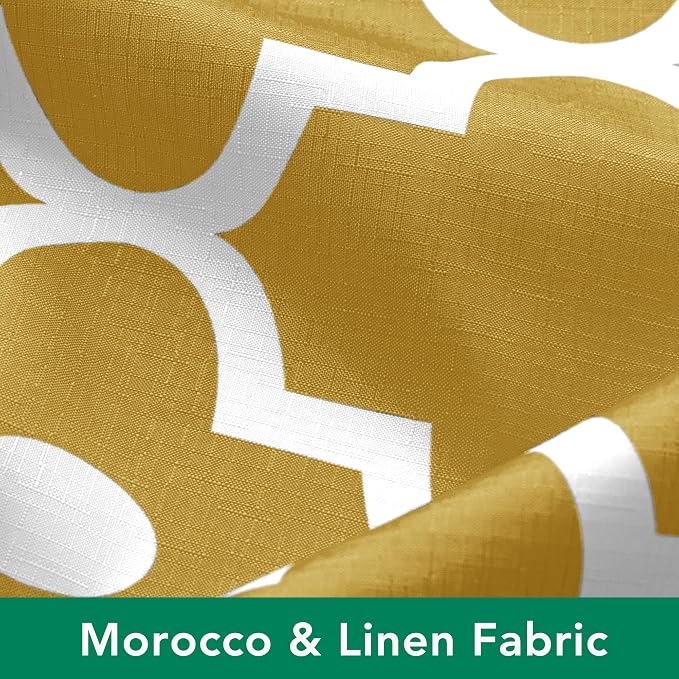 Fabric Modern Shower Curtain-Gold and White Shower Curtains for Bathroom | 72"W x 72"L Textured Faux Linen Elegant Classic Moroccan Bath Decor-Hotel Quality Transitional Washable & Breathable Cloth