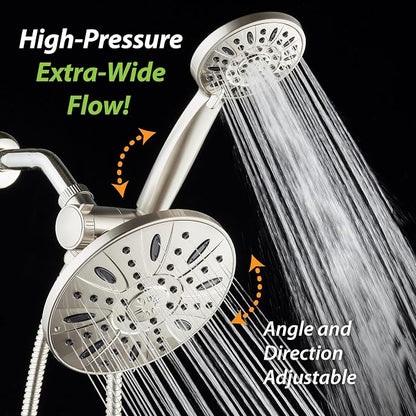 AquaDance 7" Premium High Pressure 3-way Rain & Handheld Shower Head Combo | Enjoy Luxury 7-inch Showerhead & 6-mode Hand Shower Separately or Together! Premium Stainless Steel Hose - Nickel