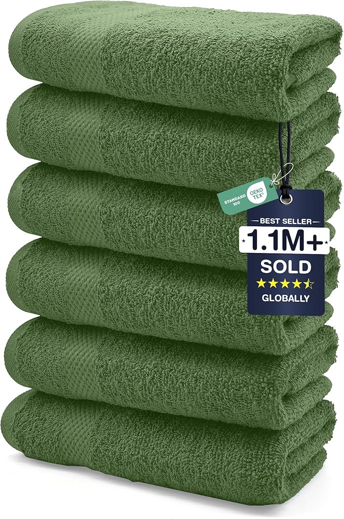 DAN RIVER Luxury Hand Towel – Soft, Absorbent, Quick-Drying, Premium Cotton Towel, Perfect for Everyday Use, 16x28 Inches - Sage Green