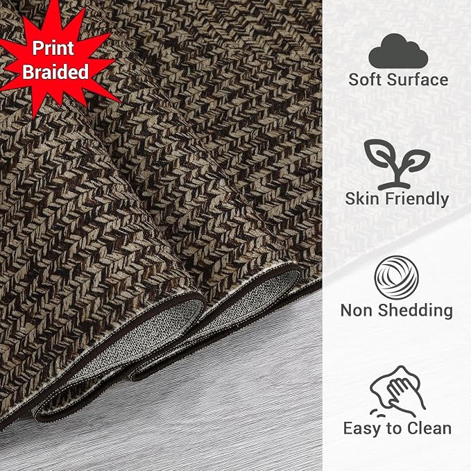 Printed Runner Rugs for Hallway 2x10 Washable Kitchen Rug Non Slip Modern Farmhouse Soft Hallway Runner Contemporary Low Pile Rugs for Living Room Bedroom Decor Nursery Black/Brown