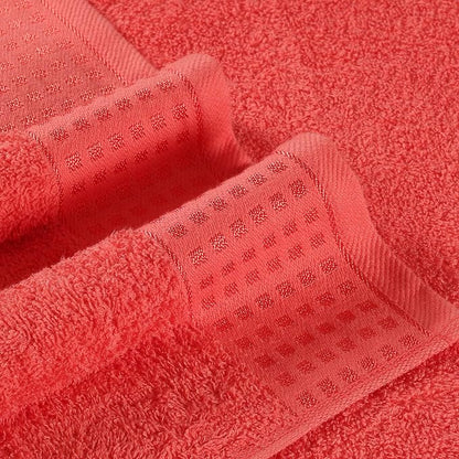 GLAMBURG 100% Cotton Ultra Soft 6 Pack Towel Set, Contains 2 Bath Towels 28x55 Inches, 2 Hand Towels 16x24 Inches & 2 Wash Coths 12x12 Inches, Compact Absorbent Lightweight & Quickdry - Coral Orange