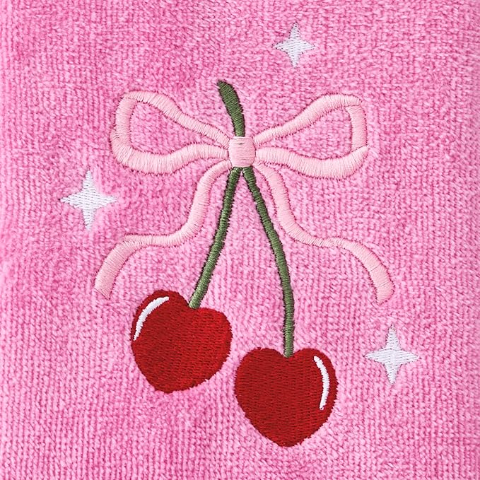 SKL Home Cherry Hearts Hand Towel Set-2pc, 100% Cotton, Embroidered, Pink | Soft & decorative velour. For use in the bathroom, kitchen or bar. Great for Valentine's Day & year-round décor.