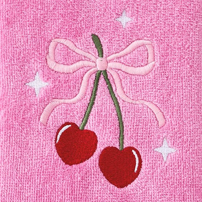 SKL Home Cherry Hearts Hand Towel Set-2pc, 100% Cotton, Embroidered, Pink | Soft & decorative velour. For use in the bathroom, kitchen or bar. Great for Valentine's Day & year-round décor.