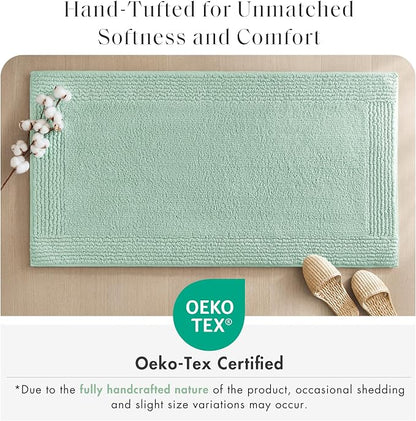 Madison Park Splendor Reversible 100% Cotton Bath Rug, 24 x 36, Green | Tufted Bathroom Mat, 3000 GSM, Hotel Quality, Luxurious Plush, Medium Pile, Absorbent, Quick Dry, OEKO-TEX, Shower Room Décor