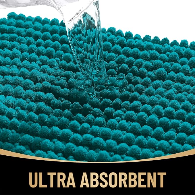 OLANLY Thick Chenille Absorbent Bathroom Rugs Mat 30x20, Deep Lake | Soft Bath Rugs, Rubber Backing, Machine Wash Dry, Bath Mats for Bathroom, Tub and Shower, Home Decor Accessories
