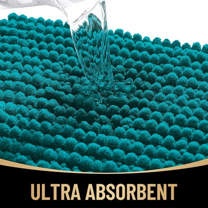 OLANLY Thick Chenille Bathroom Runner Rugs Mats 44x24, Deep Lake | Soft Absorbent Bath Rugs, Rubber Backing, Machine Wash Dry, Bath Mats for Bathroom, Tub and Shower, Home Decor Accessories