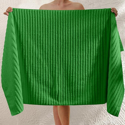 Elegant Comfort 100% Turkish Cotton Corduroy Ribbed Luxury Jumbo Bath Towel Ultra Soft - 35 x 70 Inch - Luxury Spa Premium Hotel Quality Highly Absorbent and Quick Dry Large Bath Towel, Emerald Green