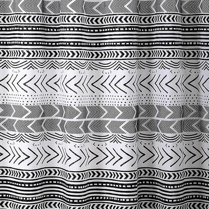Lush Decor Hygge Geo Shower Curtain, 72" W x 72" L, Black/White - Curtain For Bathroom - Striped Bathroom Decor - Black Bath Accessories - Neutral Color Accessories - Geometric Scandinavian Print