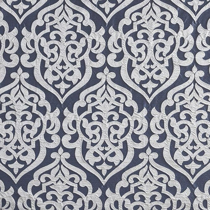 Madison Park Odette Fabric Shower Curtain Luxe Textured Jacquard, Damask Medallion Machine Washable Modern Home Bathroom Decor, Bathtub Privacy Screen, 72" x 72", Navy/Silver