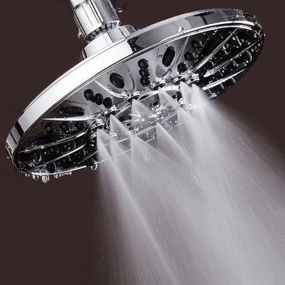 AquaDance Chrome High Pressure 6-Setting, 7" Rainfall Shower Head – Tested to Meet US Quality Standards, Angle-Adjustable, with Tool-Free Installation Finish – 1.8 GPM