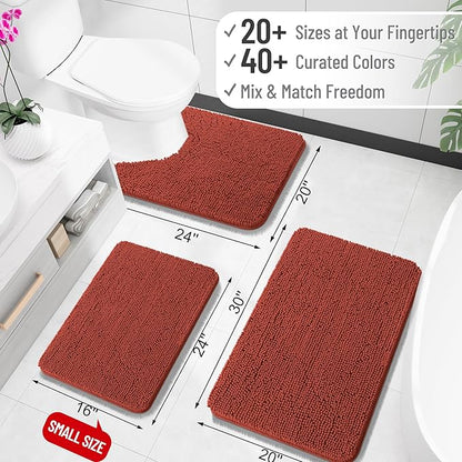OLANLY Bathroom Runner Rugs 47x24, Extra Soft Absorbent Chenille Bath Rugs | Rustic Terracotta, Quick-Drying Rubber Backing, Machine Washable Long Bath Mat for Bathroom Floor, Tub and Shower, Home Decor