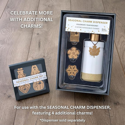 SKL Home Seasonal Charm Set, 4pcs - Snowman/Ghost/Heart/Pumpkin, Warm Gold
