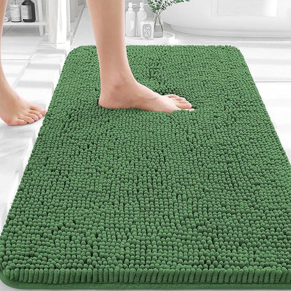 OLANLY Bathroom Rugs 36x24, Extra Soft Absorbent Chenille Bath Rugs | Olive Green, Quick-Drying Rubber Backing, Washable Bath Mat for Bathroom Floor, Tub and Shower, Home Decor Accessories