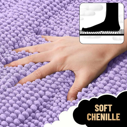 OLANLY Thick Bathroom Runner Rugs 59x24, Soft Chenille Bath Rugs, Lavender | Absorbent Striped, Rubber Backing, Machine Wash, Long Bath Mats for Bathroom Floor, Tub and Shower, Home Decor Accessories