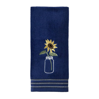 SKL Home Sunflower in Jar Hand Towel Set-2pc, Embroidered, Blue