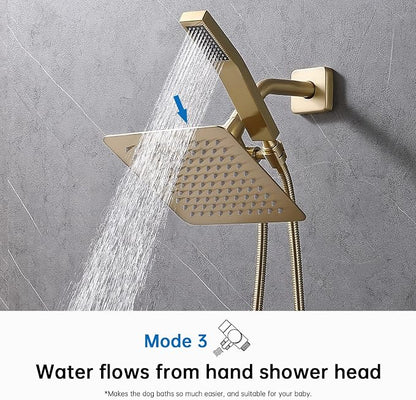G-Promise Solid Metal Shower Head Diverter with Holder 3-Way | Spray Separately or Both, Adjustable-Angle Bracket, Anti-Leak, Smooth Knob Switch, Easy Install, Universal Replacement Part