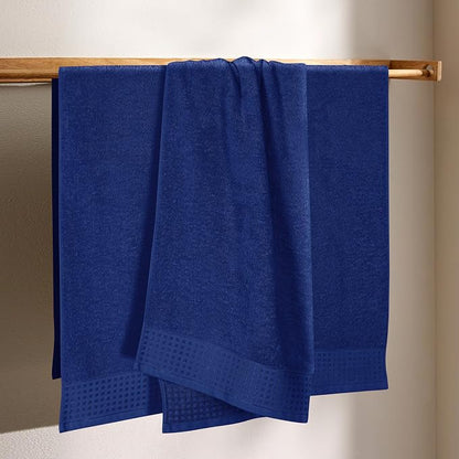 GLAMBURG Ultra Soft 4 Pack Oversized Bath Towel Set 27x54 inches, 100% Cotton Bath Towels, Highly Absorbant Compact Quickdry & Lightweight Towel, Ideal for Gym Travel Camp Pool - Navy Blue