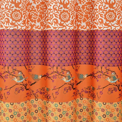 Lush Decor Royal Empire Shower Curtain, 72" W x 72" L, Tangerine - Striped Shower Curtain - Orange Bathroom Curtain - Boho Decor - Fabric Shower Curtains