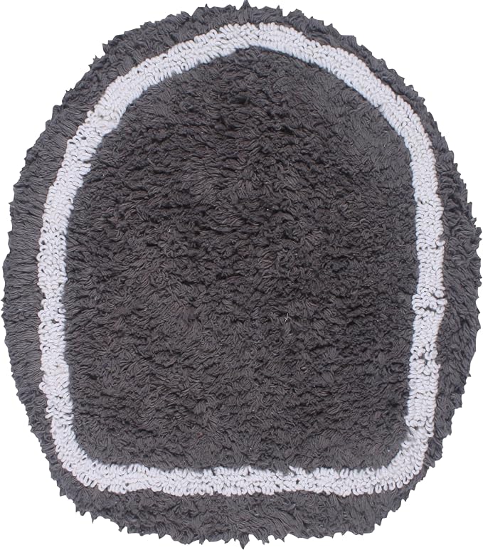 Home Weavers Allure Collection Toilet Lid Cover, Elastic Edges 100% Cotton Soft Universal Fit for Standard Oblong Round Elongated Bath Room Bowl Lids, Washable, 18"x18" Toilet Lid Cover, Dark Gray
