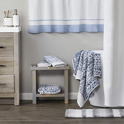 SKL Home Distressed Leaves Hand Towel Set-2pc, Turkish Cotton, Denim Blue | 600 GSM weight. Spa-level quality. Soft & absorbent, reversible jacquard. For the bathroom, kitchen, bar or any sink space.